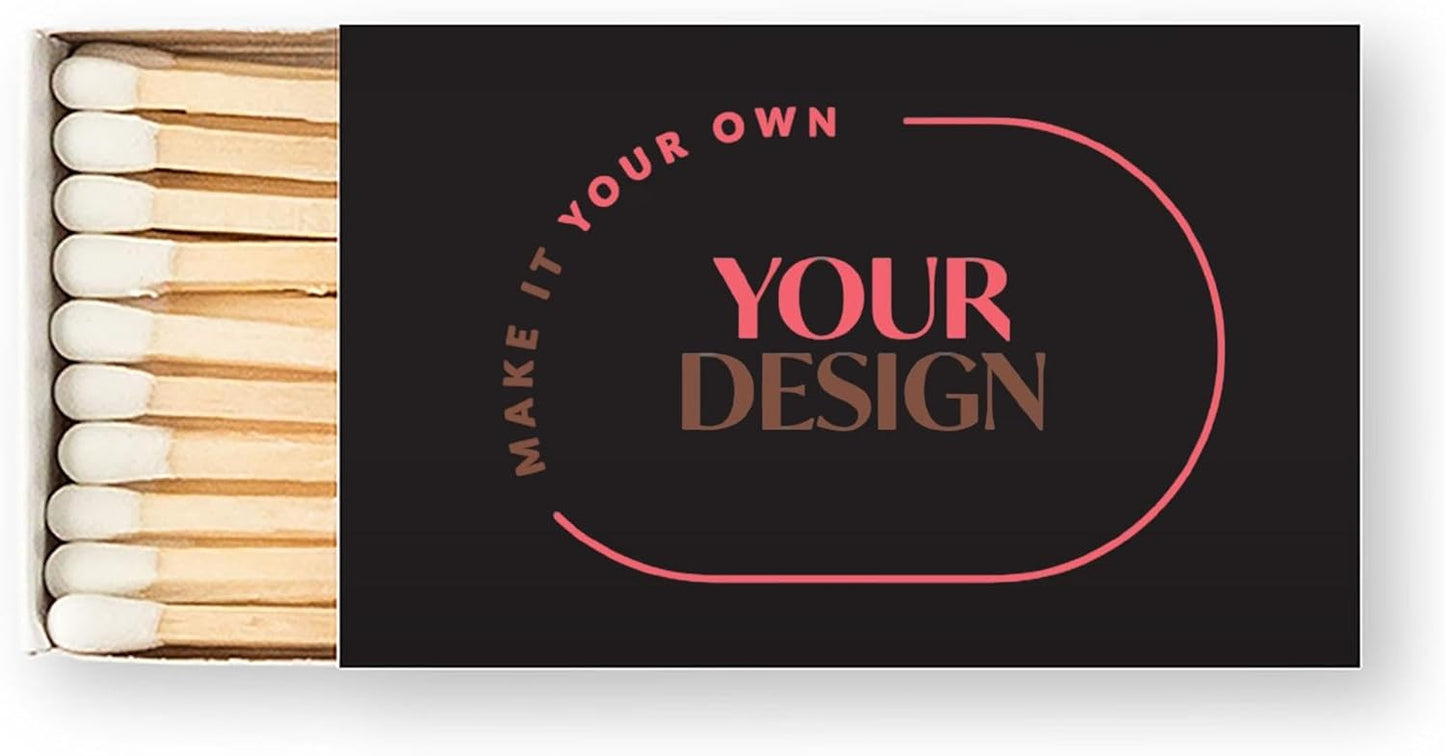 Weddingstar Matchboxes with Custom Printed Stickers for Wedding or Event - Upload Your Own Design - Pack of 50 Black