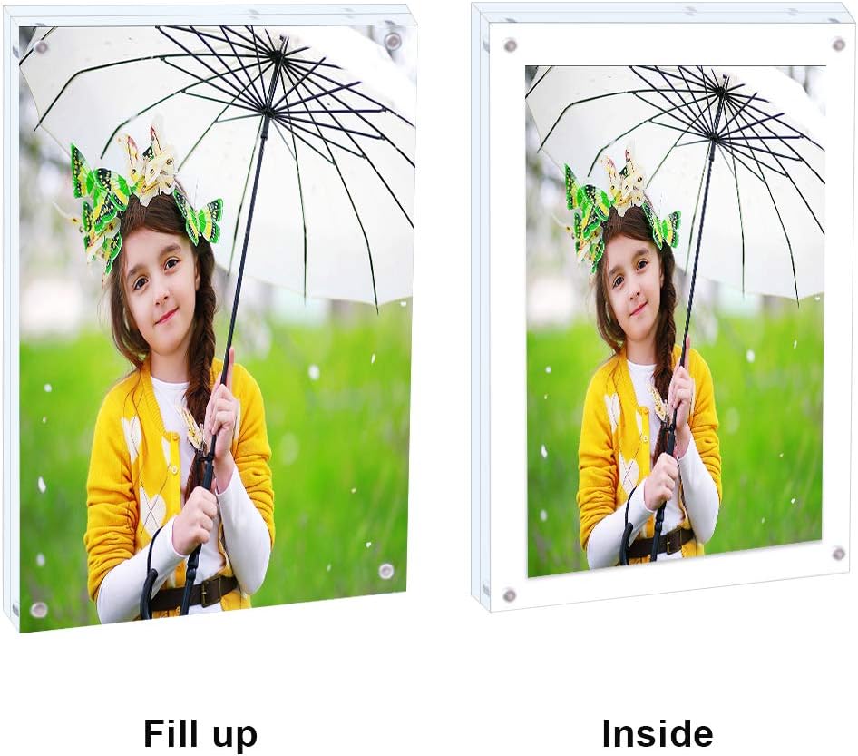 Premium Acrylic Photo Frame 4x6-5 Pack Gift Box Package, Clear Free Standing Desktop Magnetic Frame Double Sided Best Gift for Family, Perfect Decorate Birthday Wedding Party