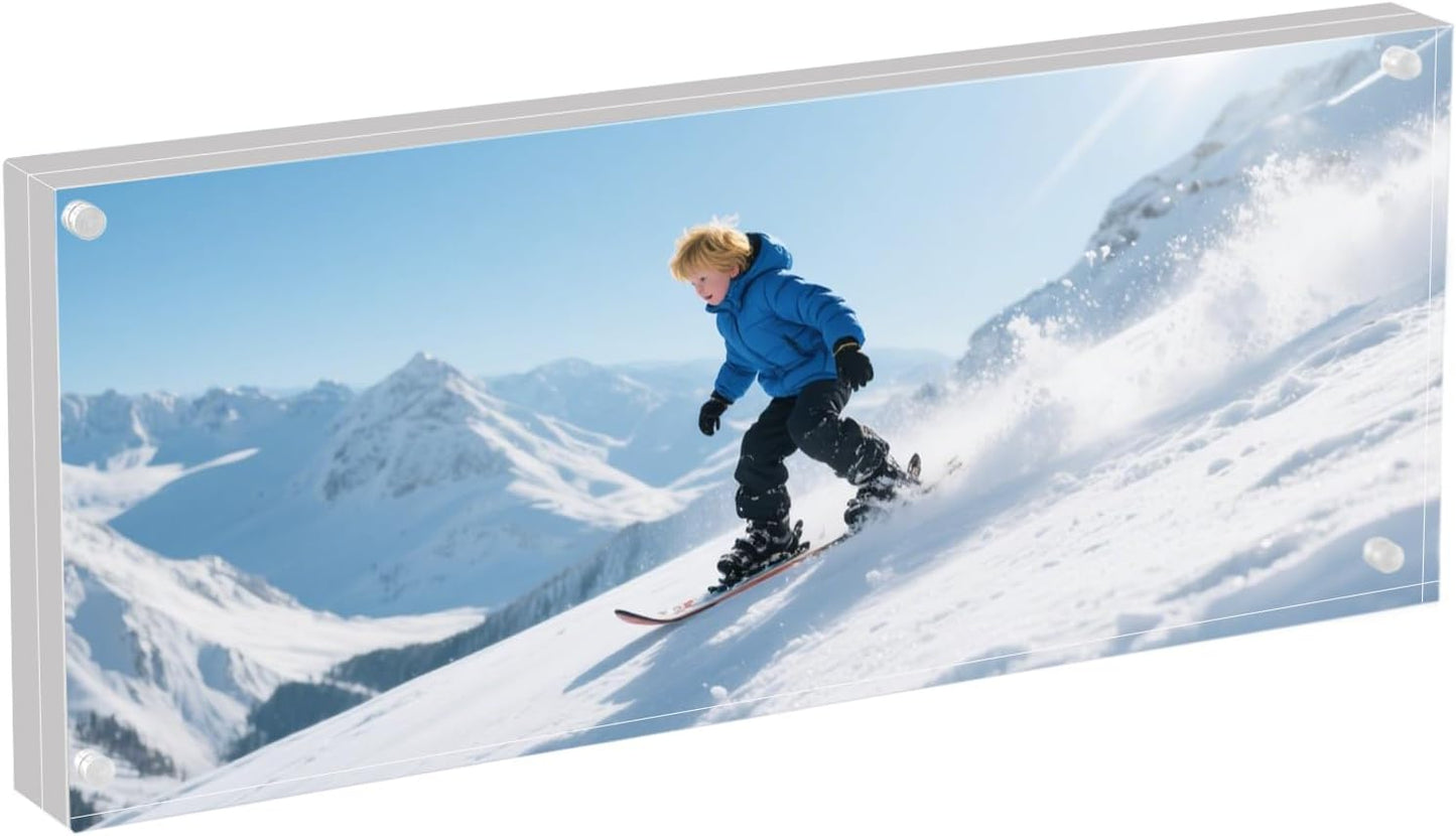 4×10 Acrylic Pictur Frame for 4x9 Business License Certificate，Panoramic Photo Frame ,mini instant photo frame for Tabletop,Thick Magnetic Double Sided Free-Standing Transparent Picture Frame. (Transparent, 4X10)