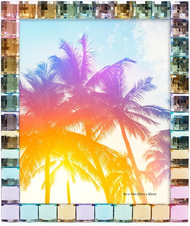 Isaac Jacobs Decorative Sparkling Jewel Picture Frame, Photo Display & Home Décor (8x10, Rainbow)