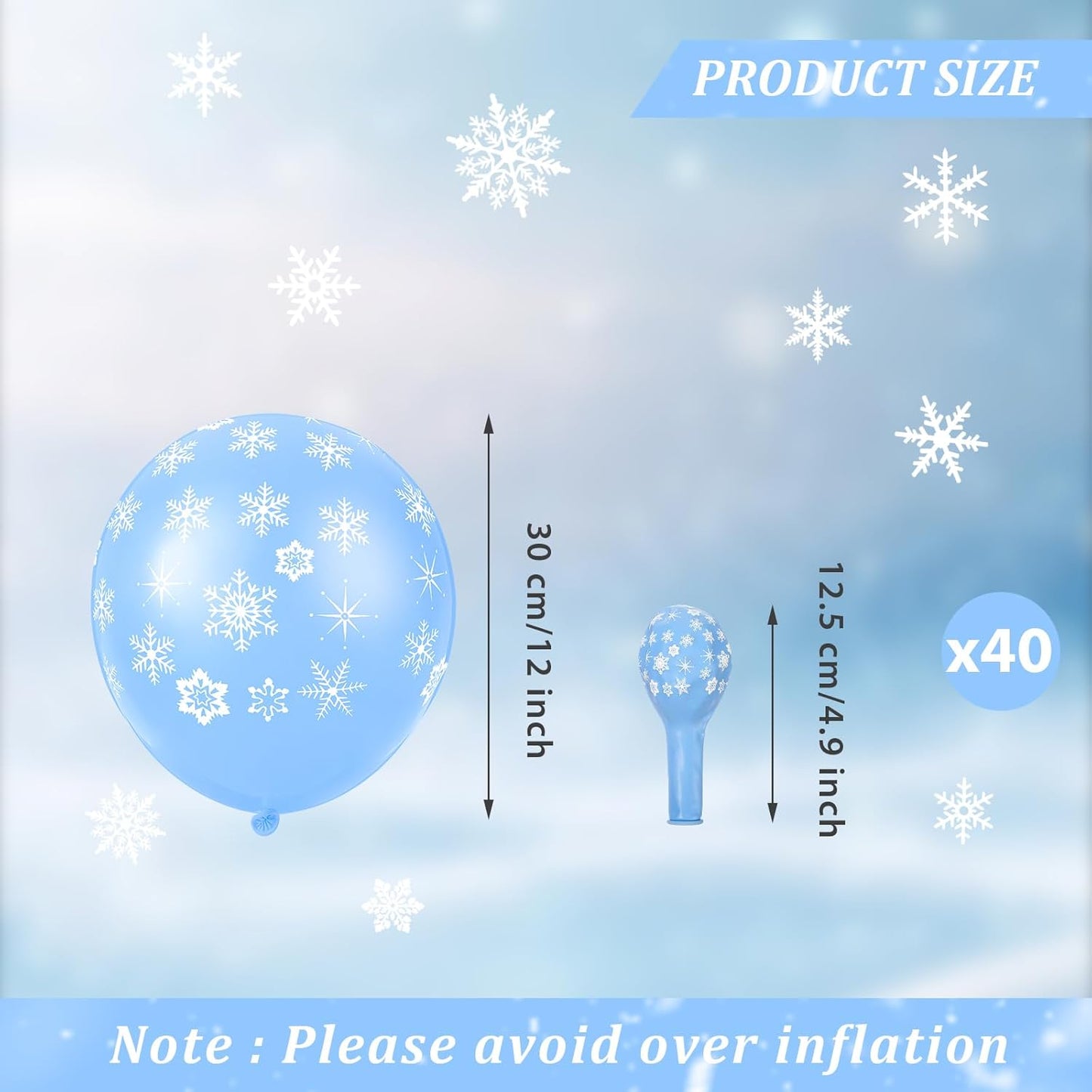 Skylety 40 Pieces Snowflake Balloons Bulk Winter Transparent Snowflake Latex Balloons for Christmas Birthday Wedding Party Decorations(Macaron Blue)