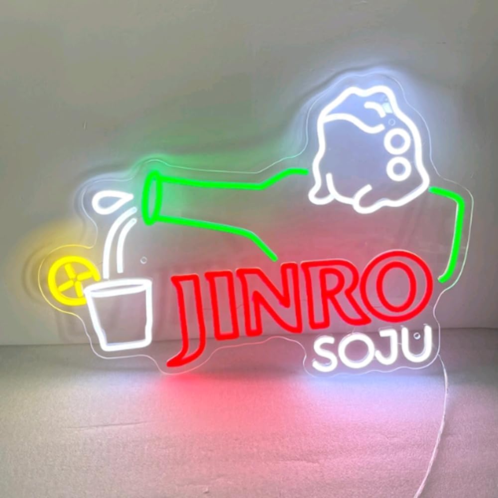 Jinro Soju Neon Light| Soju Neon Sign| Korean Wall Decor| Home Bar Neon Sign Size:H13 xW20inches