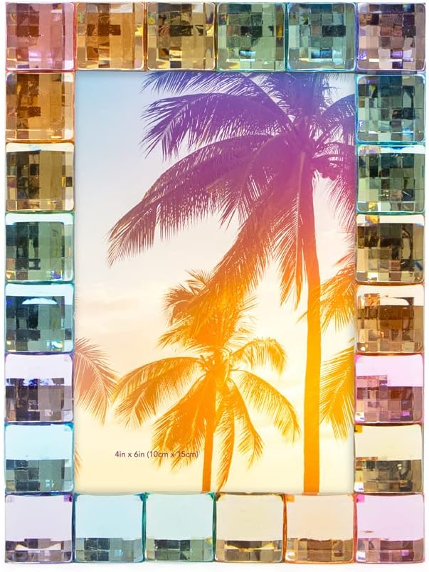 Isaac Jacobs Decorative Sparkling Jewel Picture Frame, Photo Display & Home Décor (4x6, Rainbow)