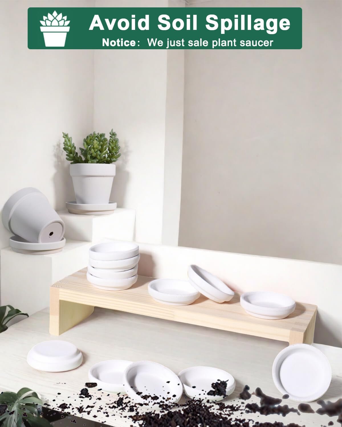vensovo 2 Inch White Terracotta Plant Saucer Pots Tray - 12 pcs Mini Planter Saucers for Indoor & Outdoor Plants, Small Clay Trays Perfect for 1 Inch 1.5Inch Flower Pot