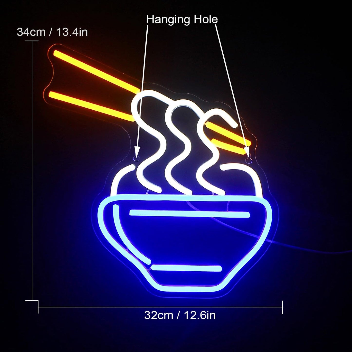 Ramen Neon Sign Blue Led Neon Lights for Wall Decor Noodle Light Up Signs for Resturant Home Bar Kitchen Dinning Room Cafe Japanese Noodle Shop Decorations
