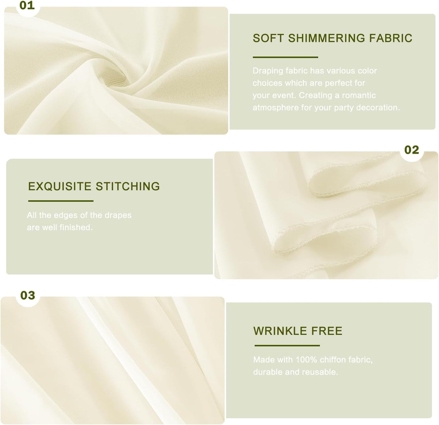 Wedding Arch Draping Fabric 29" x 18 FT Light Yellow Sheer Chiffon Outdoor Curtain Drapes for Wedding Birthday Party Ceremony Decor(1 Panel, Light Yellow)