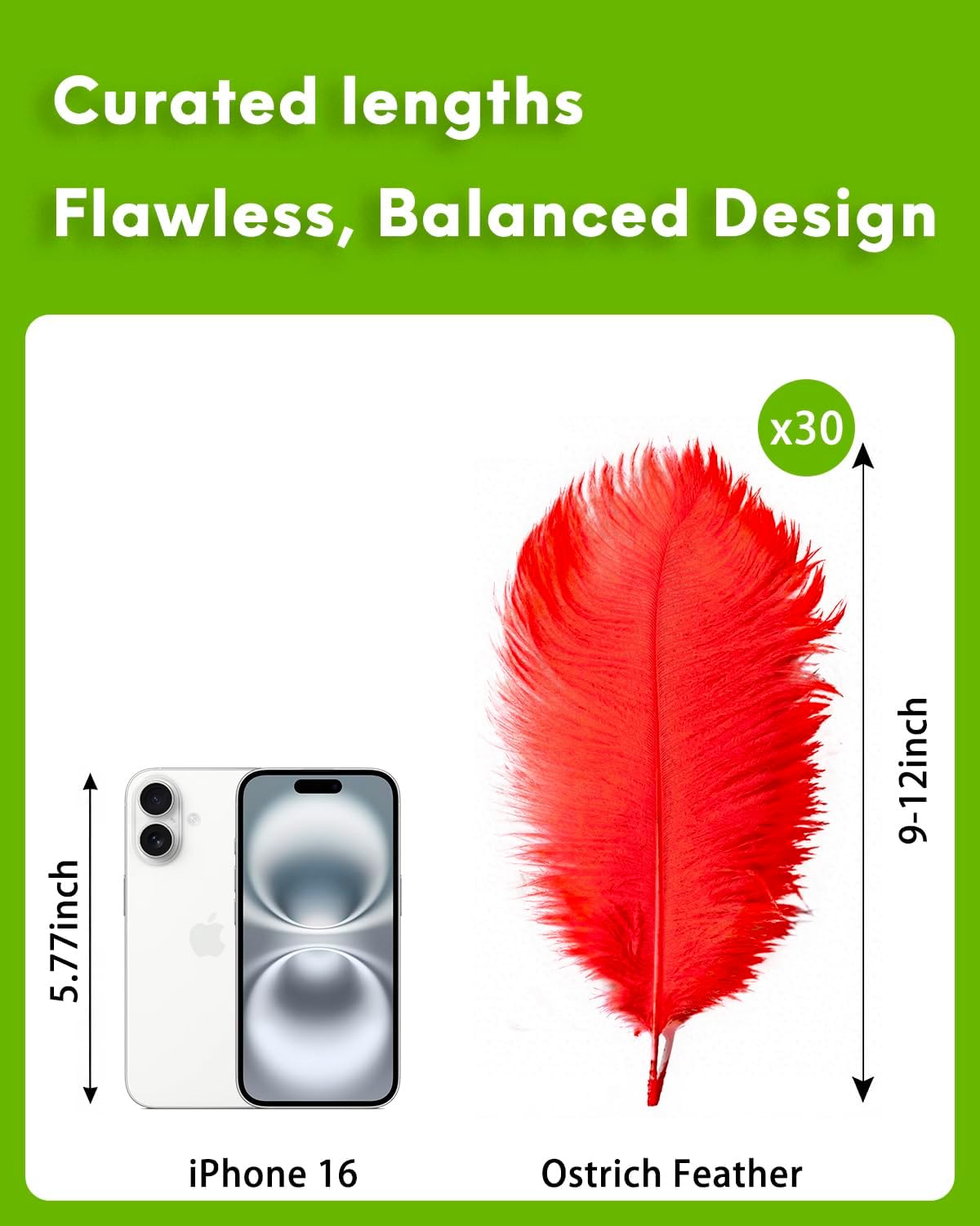 NEWONG 30pcs Red Ostrich Feathers Natural Bulk 9-12inch(23-30cm) Vase Craft Wedding Home Party Centerpieces Christmas Day Decoration