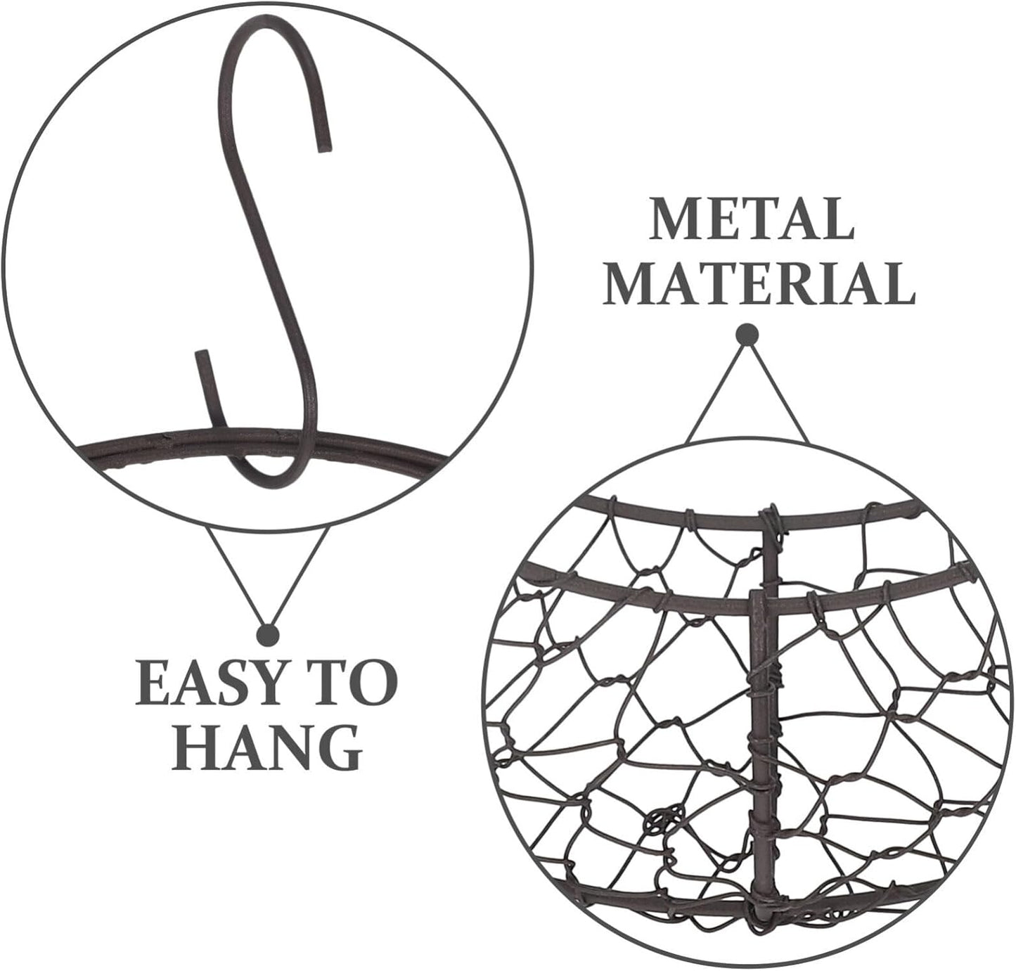 Air Plants Holders Wire Wreath Frame Hanger, 11 inch Moon Shape Wreath Form Hanging Plant Holder Metal Hanging Orchid Planter Plant Basket Holder, Succulent Wire Wreath Frame with Hook (Pack of 2)