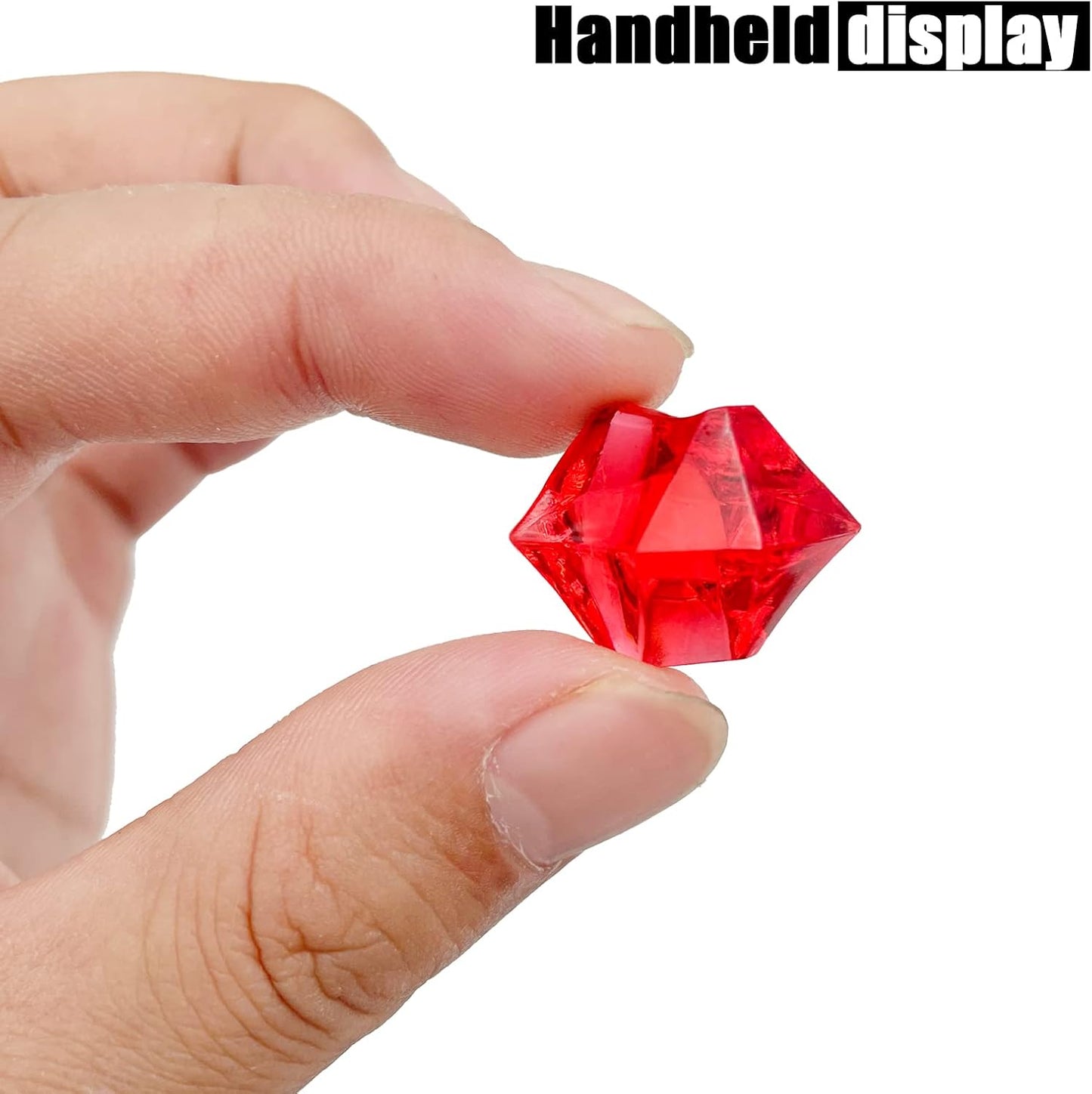 Vase Fillers,150 pcs 16 * 22 mm Red Fake Crushed Ice Cubes, Red Plastic Artificial Acrylic Rocks Acrylic Decor