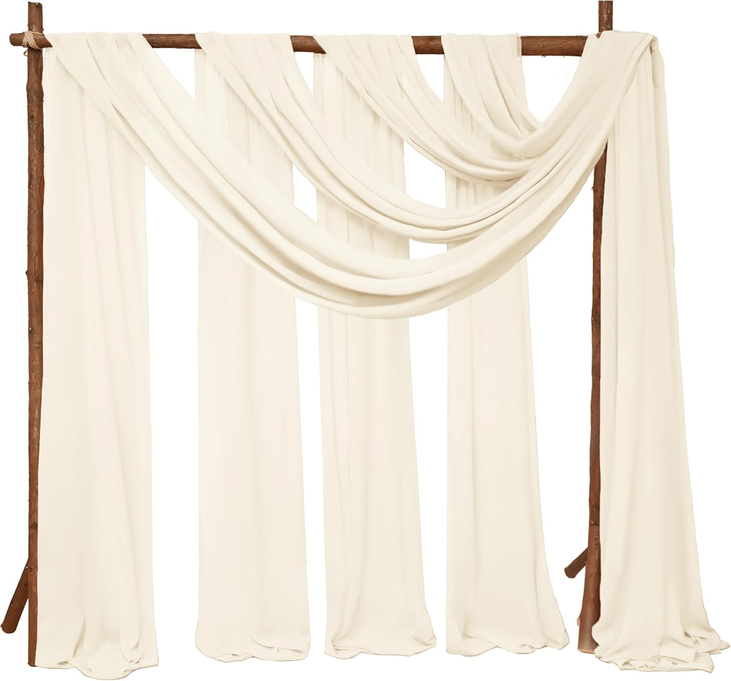 8 Panels Wedding Arch Draping Fabric 28" x 20Ft Wedding Arch Drapes Chiffon Fabric Drape Sheer Backdrop Curtain for Weddings Party Swag Ceremony Birthday Arbor Drapery Reception Ceiling Décor(Ivory)