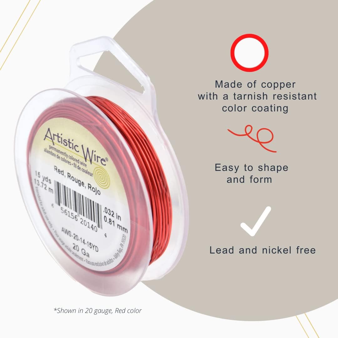 Artistic Wire, 22 Gauge Tarnish Resistant Colored Copper Craft Jewelry Wrapping Wire, Olive, 15 yd