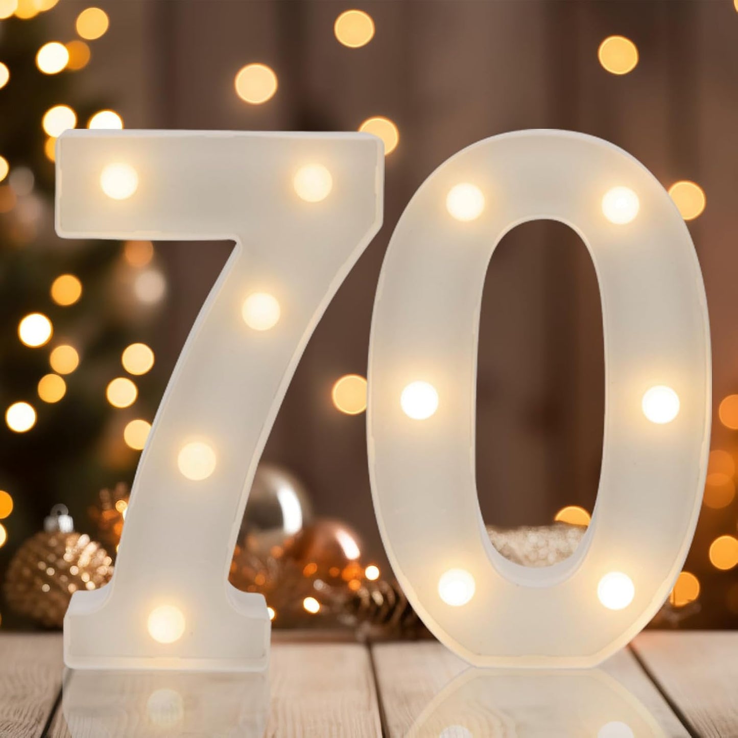 Decorative Led Light Up Numbers, 70th Birthday Decorations, Warm White Led Numbers Lights, Lighted Marquee Number Sign for Sweet 70th Party Decor