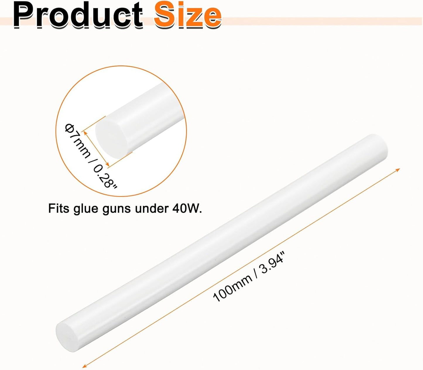 HARFINGTON 10pcs Hot Glue Sticks 0.28" Dia x 3.94" Long EVA Mini Hot Melt Adhesive Glue Stick for Hot Melt Gun Wood Plastic Glass Flowers Fabrics Foam, White