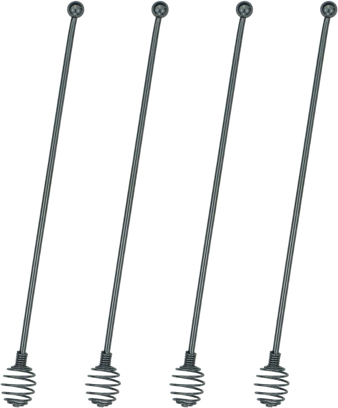 Coffee Stir Sticks,BURLIHOME Specialty Spoons Stainless Steel Spherical Mixing Spoon Solid/Hollow Swizzle Sticks For Drink/Cocktail/coffee,Home Bar Party Supply,Black-4 Pieces.