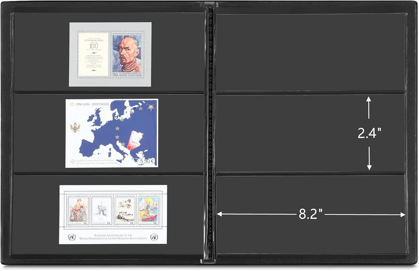 MUDOR Stamp Collecting Album for Collectors, 3 Rows Pockets, 10 Sheets Stamp Stockbook