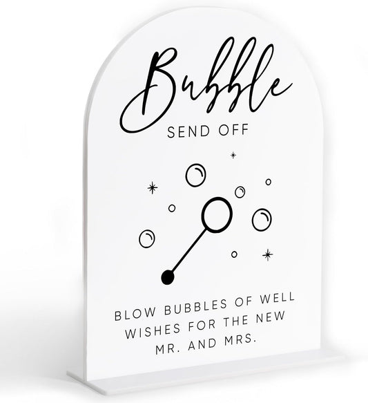 Bubble Send Off Sign for Wedding, White Arch Acrylic Sign, Wedding Reception Decorations, Bridal Shower Decor, Engagement Party Decor, Centerpiece Table Decorations Party for Bride and Groom-20