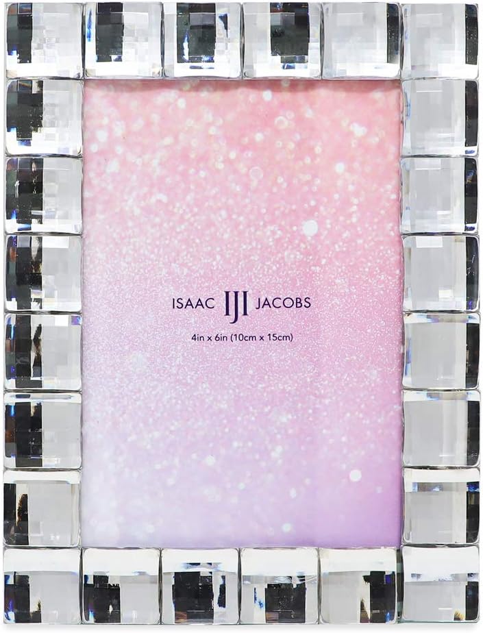 Isaac Jacobs Decorative Sparkling Jewel Picture Frame, Photo Display & Home Décor (4x6, Clear)