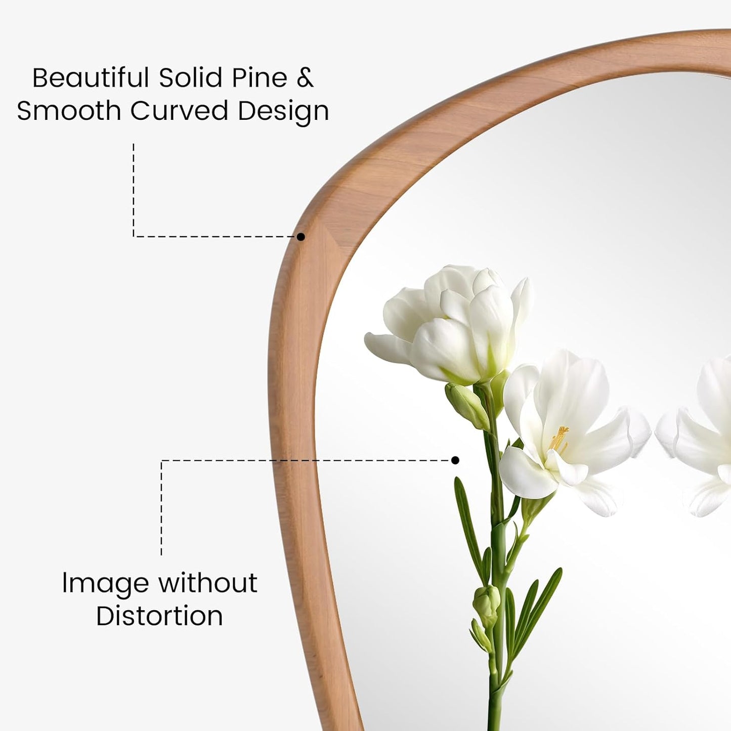 WallBeyond Asymmetrical Mirror, Irregular Wall Mirror, Wall Mirrors Decorative for Bedroom Living Room Entryway Hall, Wood Mirror for mid Century Modern Decor 36" H x 23" W