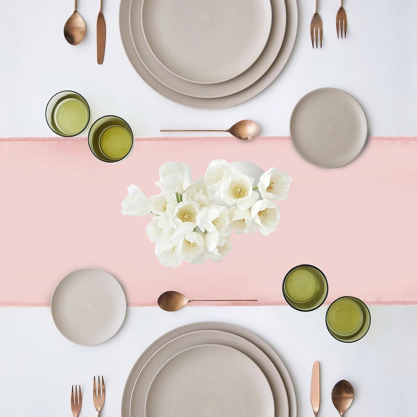 10 Pack Satin Table Runner 12 x 108 Inch Long Rose Gold Silk Table Runner for Wedding Party Banquet Birthday Decoration