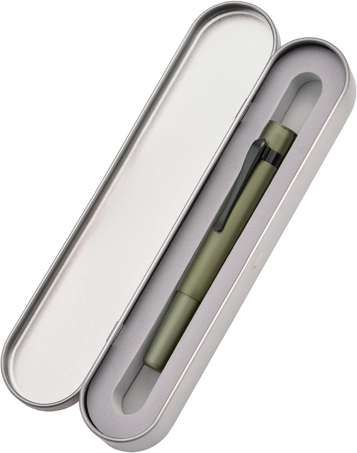 Hongdian M2 Black Forest Mini Fountain Pen, Long Blade Nib & Sleek Shape Aluminium Short Pocket Travel Pen (Army Green)