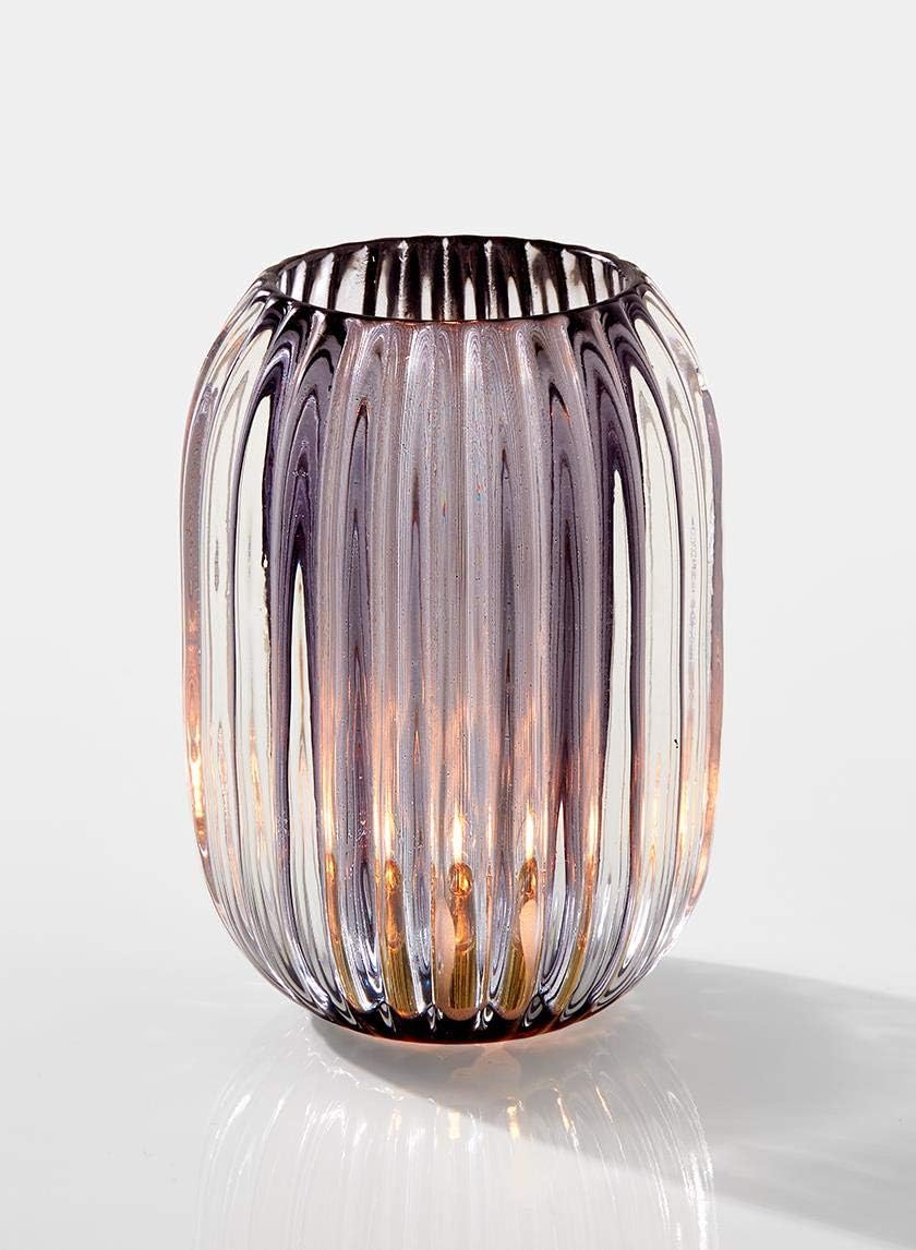 Serene Spaces Living Smoke Grey Optical Glass Votive Holder, Perfect for Weddings and Home Décor, Measures 5" Tall and 3.5" Diameter