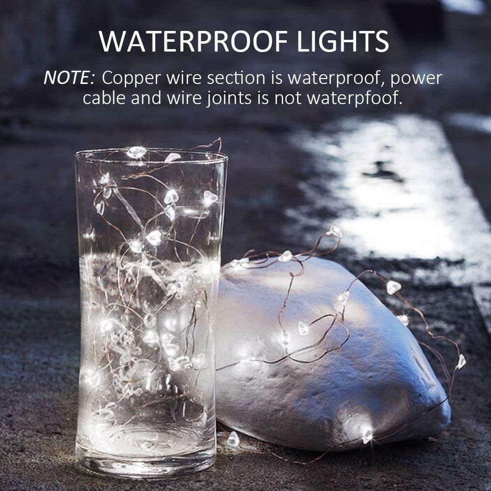 24 Pack Fairy Lights Battery Operated [3 Modes] 7ft 20 LED Mini Twinkle String Lights Waterproof Silver Wire Firefly Starry Lights for Wedding Party Mason Jars Christmas Decorations, Cool White