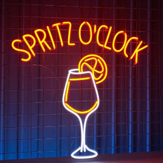 Spritz O'clock Neon Sign, Bar Pub Neon Sign, Custom Neon Sign, Spritz Cocktail Wall Decor, Bar Pub Led Light, Wine Lounge Wall Art Size:20inches