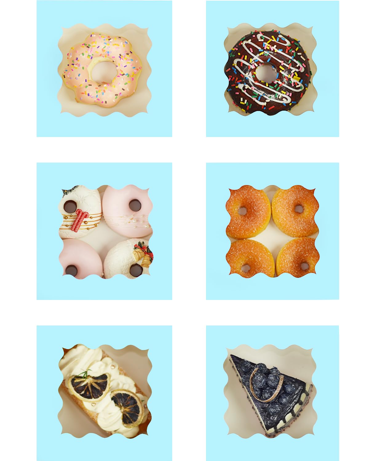 Bakepacker 100pcs Light Blue Cookie Boxes 6x6x3 inches Easy Assemble Macaroon Pastry Boxes Bakery Boxes with Window for Bakery