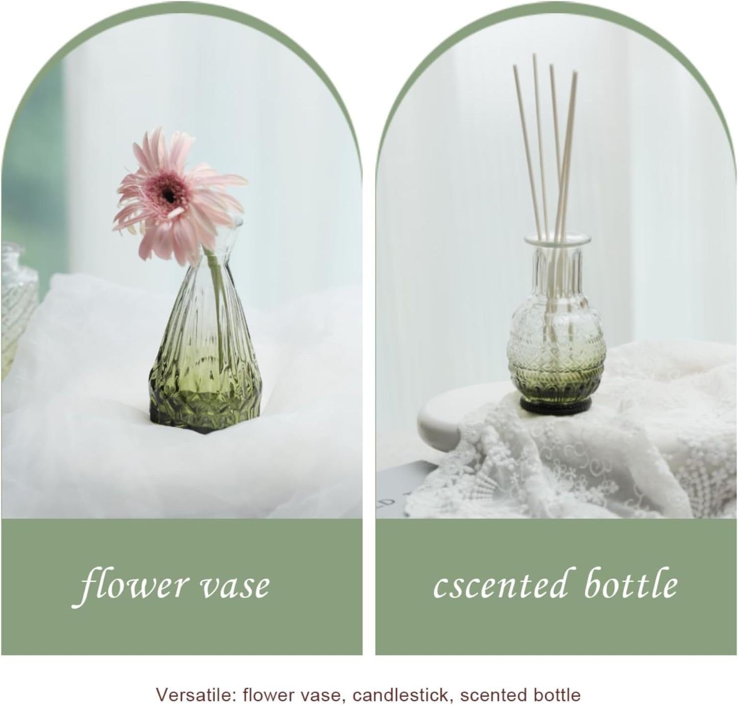 Bud Vases Set of 40 Pcs,Small Flower Vases for Centerpieces,Glass Bud Vase in Bulk,Vintage Bud Vase for Wedding Table Centerpieces Decoration, Home Table Party Decor, Christmas,Anniversary,Green