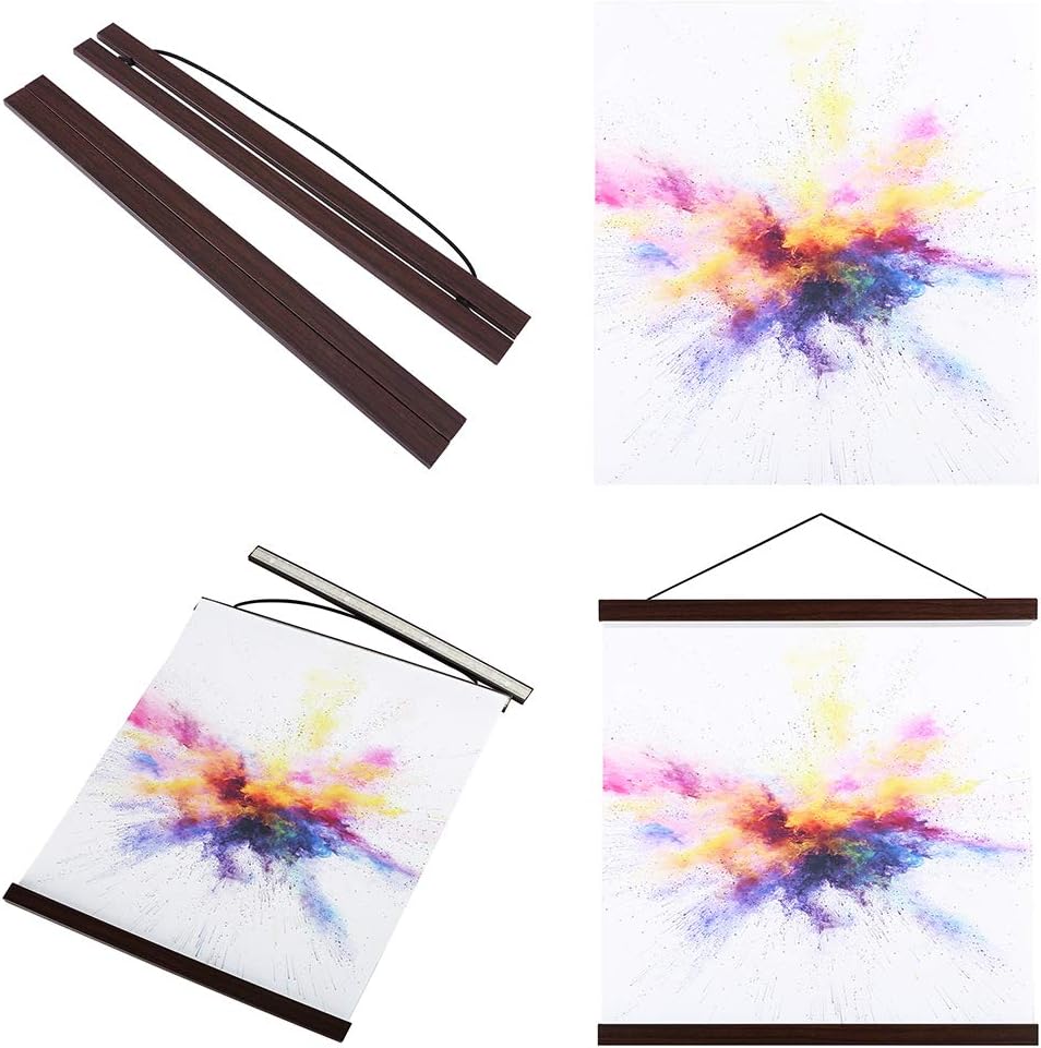 25x16 25x35 25x38 Poster Frame, Magnetic Light Wood Wooden Frame Hanger for Photo Picutre Canvas Artwork Art Print Wall Hanging (1 Pack, 25", Walnut)