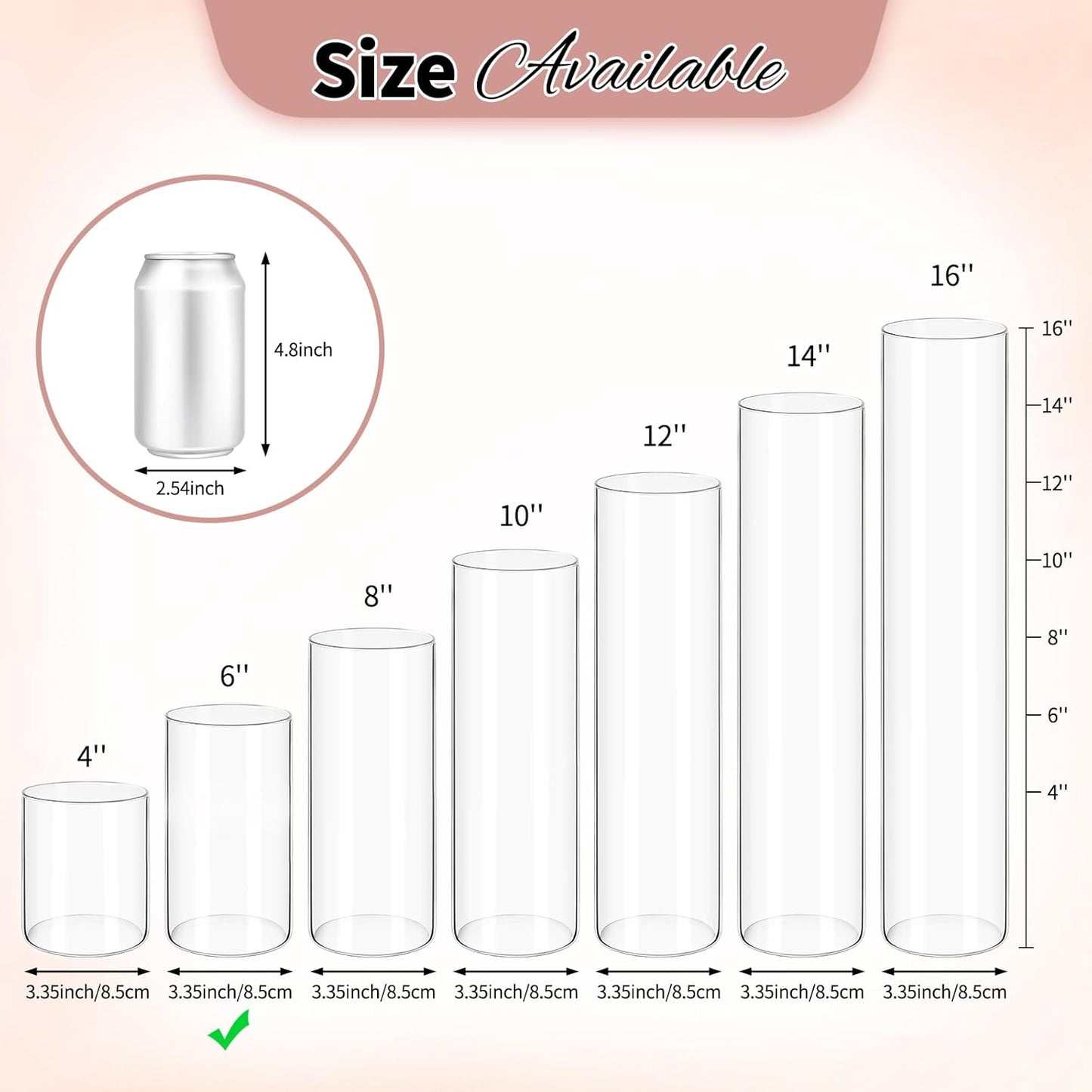 12Pack Glass Cylinder Vases for Centerpieces - 6 Inch Tall Flower Vase for Wedding Decorations, Floating Candle Holder Vase Bulk,Glass Hurricane Candle Holders for Table Shelf, Party, Home Decor