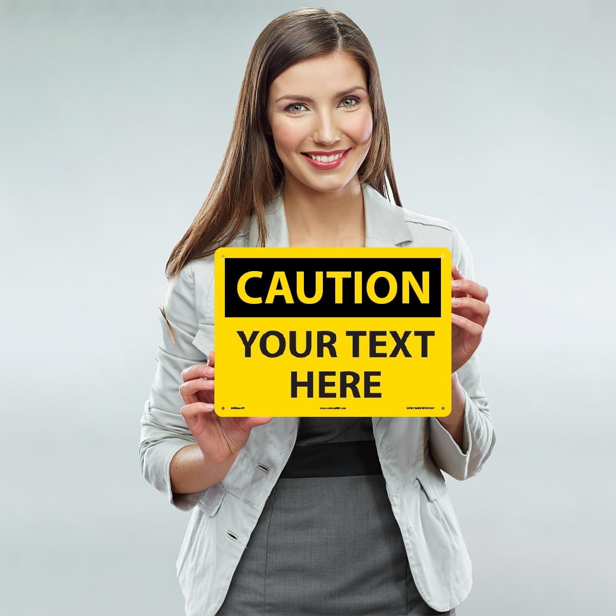 Custom OSHA Style Caution Sign 10" x 14" Plastic Sign, Customizable "Your Text Here", by AccuformNMC Made in USA