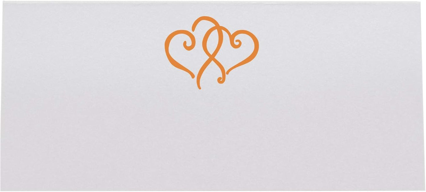 Linked Hearts Printable Place Cards, Orange (Choose Color), Set of 150 (25 Sheets), Laser & Inkjet Printers - Wedding, Party, Dinner, and Special Events - Made in the USA