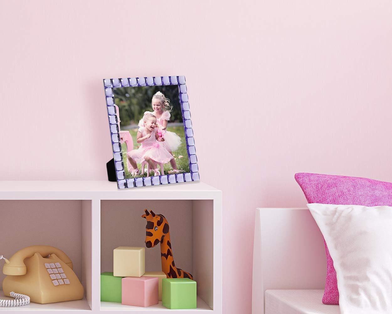 Isaac Jacobs Decorative Sparkling Light Purple Jewel Picture Frame, Photo Display & Home Décor (8x10, Light Purple)