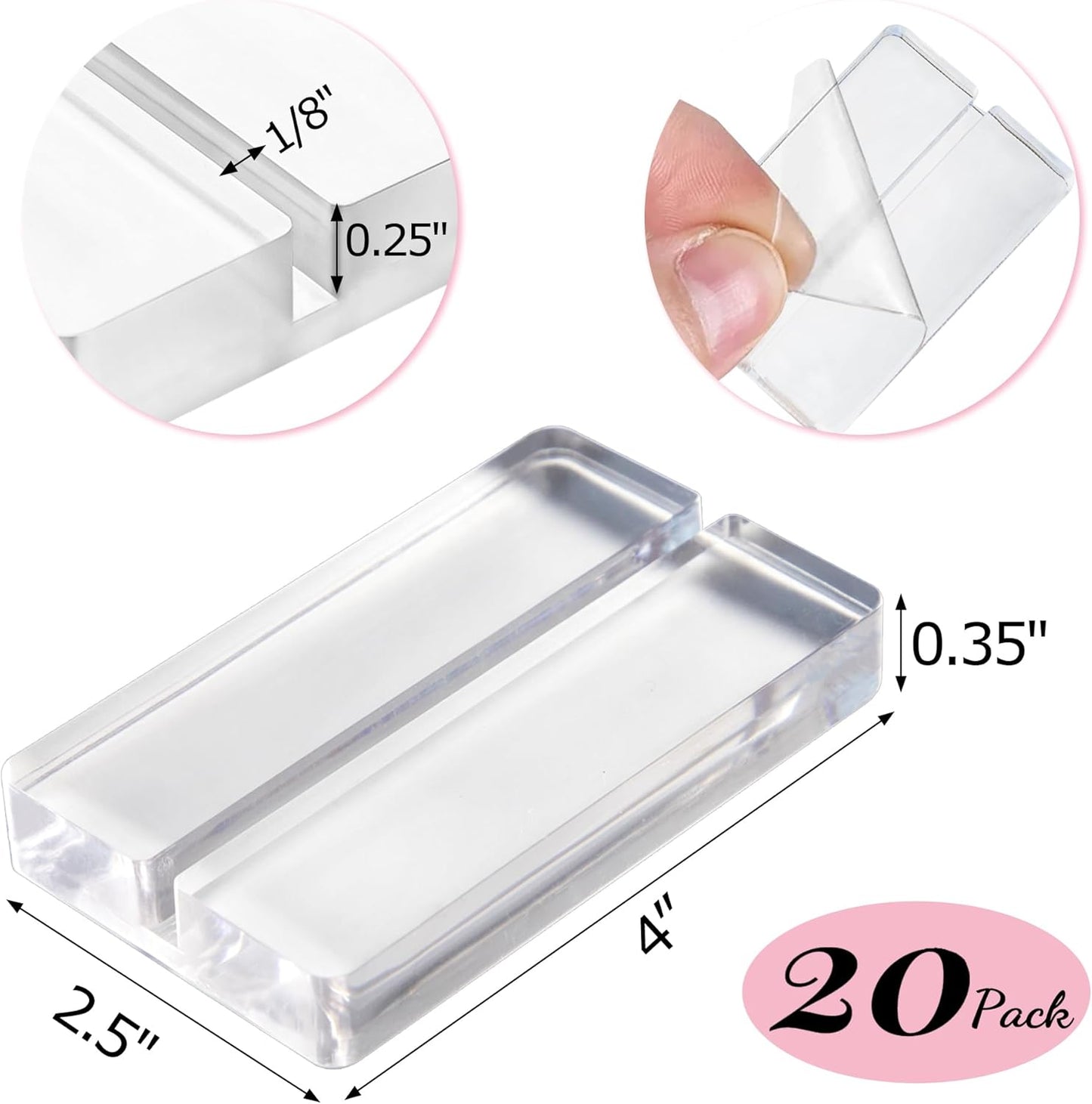 Acrylic Place Card Holders - 4 Inch Clear Table Number Holders Display Stand for Wedding Sign Name Card Menu Photos, Table Number Stands for Party Office Events Meeting Decoration, 20 Pack