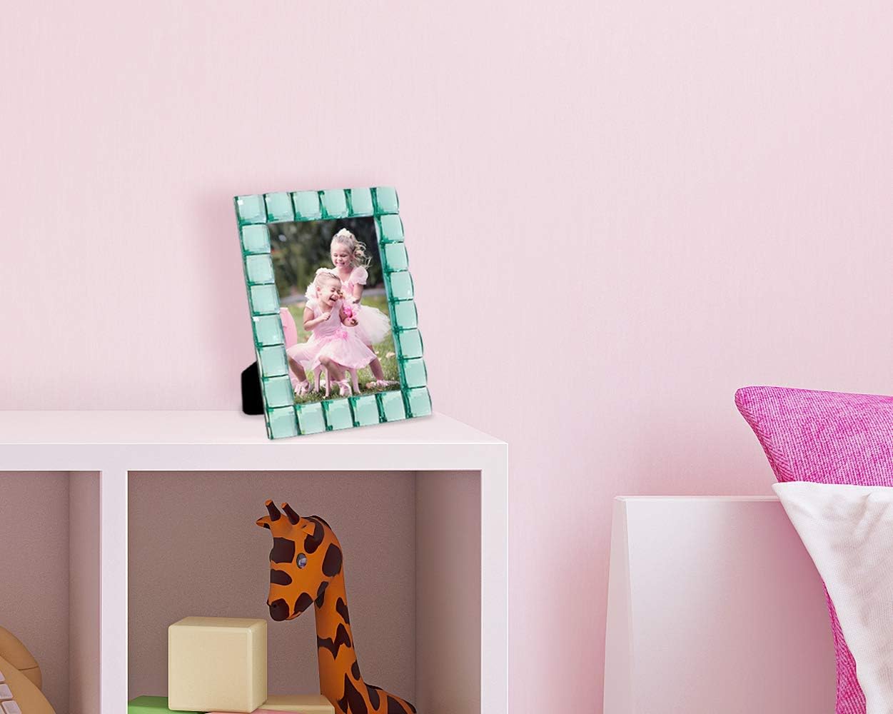 Isaac Jacobs Decorative Sparkling Light Green Jewel Picture Frame, Photo Display & Home Décor (4x6, Light Green)