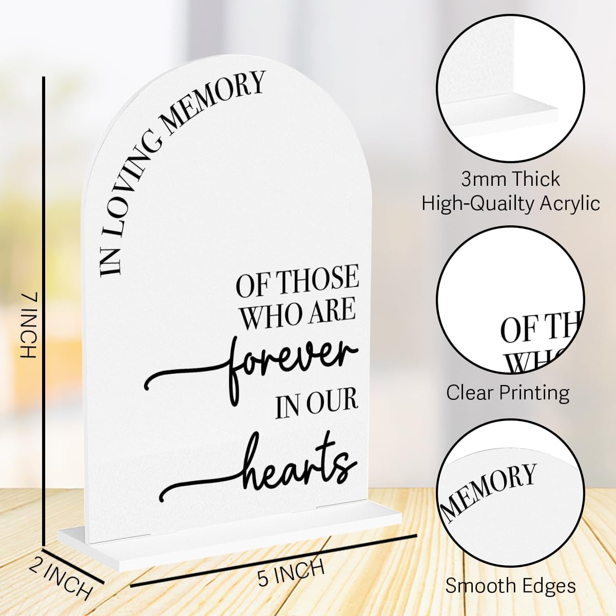 In Loving Memory Wedding Sign Memorial Sign Decor Stuff Acrylic Arch Memory Table Reserved Signs for Wedding Party 7 x 5 Inches