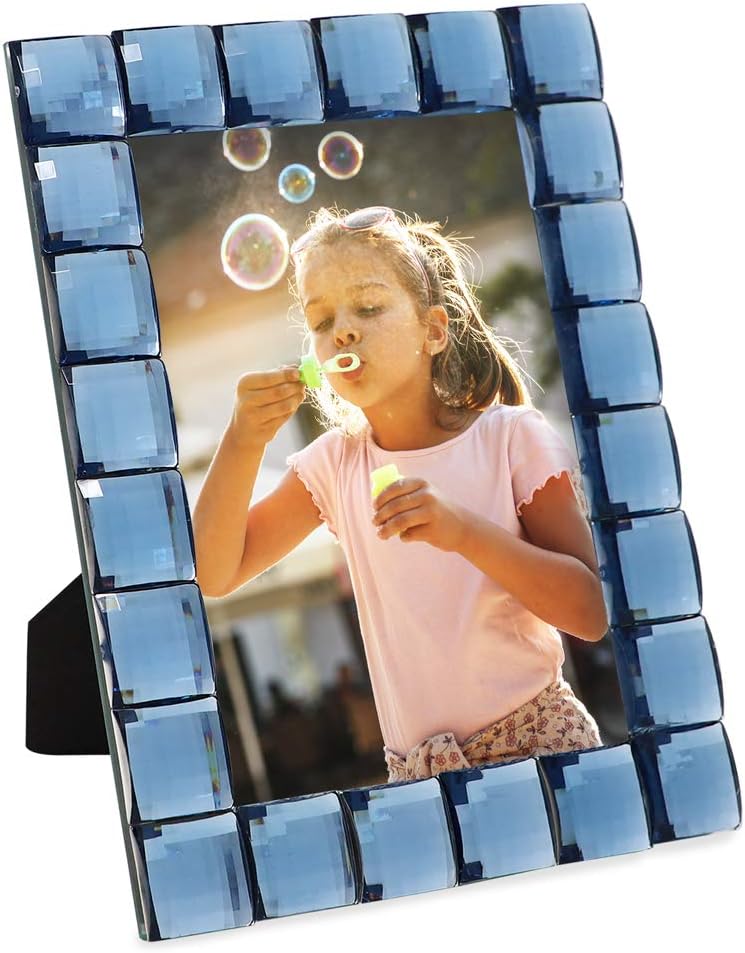 Isaac Jacobs Decorative Sparkling Navy Jewel Picture Frame, Photo Display & Home Décor (4x6, Navy)