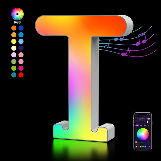 OJQ Light Up Letters LED Letter - Marquee Letters Room Decor Alphabet Letter Music Sync Color Change Colorful - Christmas Birthday Gifts for Girl - Teen Girls Gifts Party Home Wall Decor