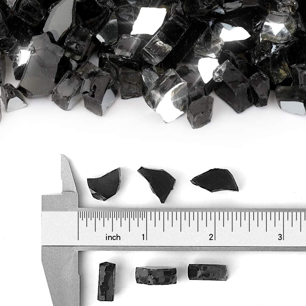 Stanbroil 10-Pound Fire Glass - 1/4 inch Reflective Tempered Fire Glass for Fireplace Fire Pit, Onyx Black Reflective