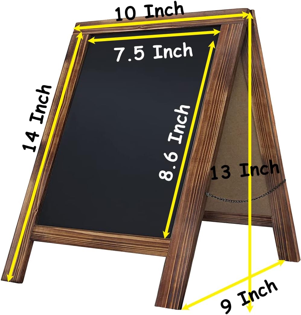 Rustic Whitewash Double Sided Chalkboard, 7.5"*8.6" Tabletop Stand, Small Countertop Chalkboard Easel with 8Pcs Liquid Chalk for Menu, Kitchen, Restaurants, Bar, Wedding and Home Decor