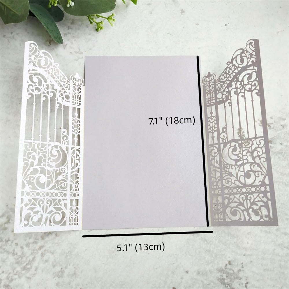 MillaSaw Lavender Laser Cut Wedding Invitations Gate invite Folder For Marriage Valentines Birthday Party 25 Sets (lavender, 4.9"x7.1")