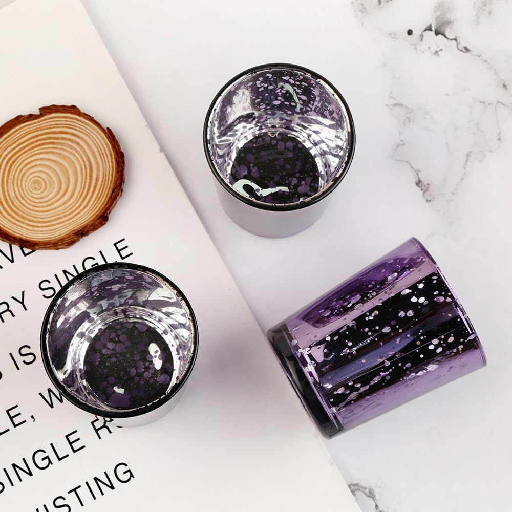 Purple Mercury Glass Tea Light Holders Set of 36 - Elegant Votive Candle Holders for Weddings, Showers and Home Decor - Perfect for Table Centerpieces and Parties (Glass, Purple)