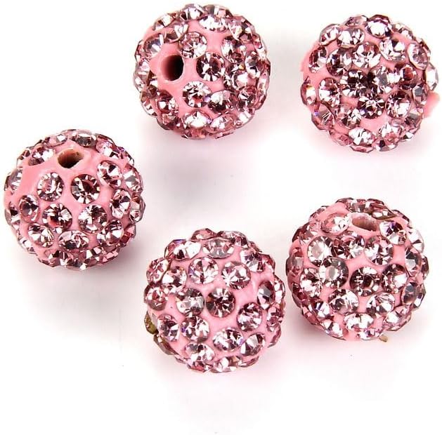 100pcs Adabele Grade A Suncatcher Crystal Rhinestone Pave Loose Beads 8mm Light Rose Pink Polymer Clay Disco Ball Spacers Compatible with Shamballa All Craft Jewelry Making DB8-55