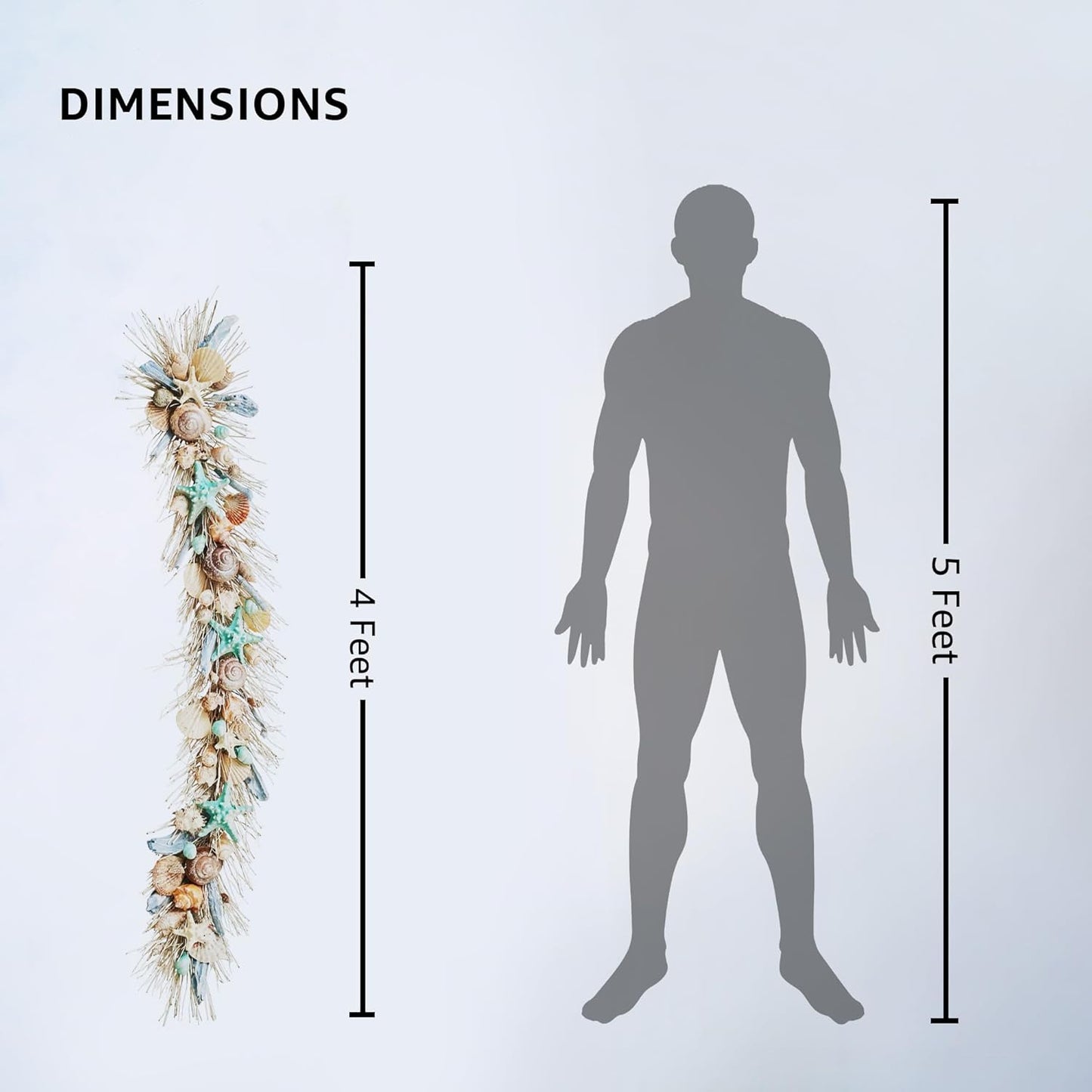 HOLIDAY TREE Handcrafted 48'' Shell Coastal Summer Garland for Home, Staircase, Wall, Hallway and More