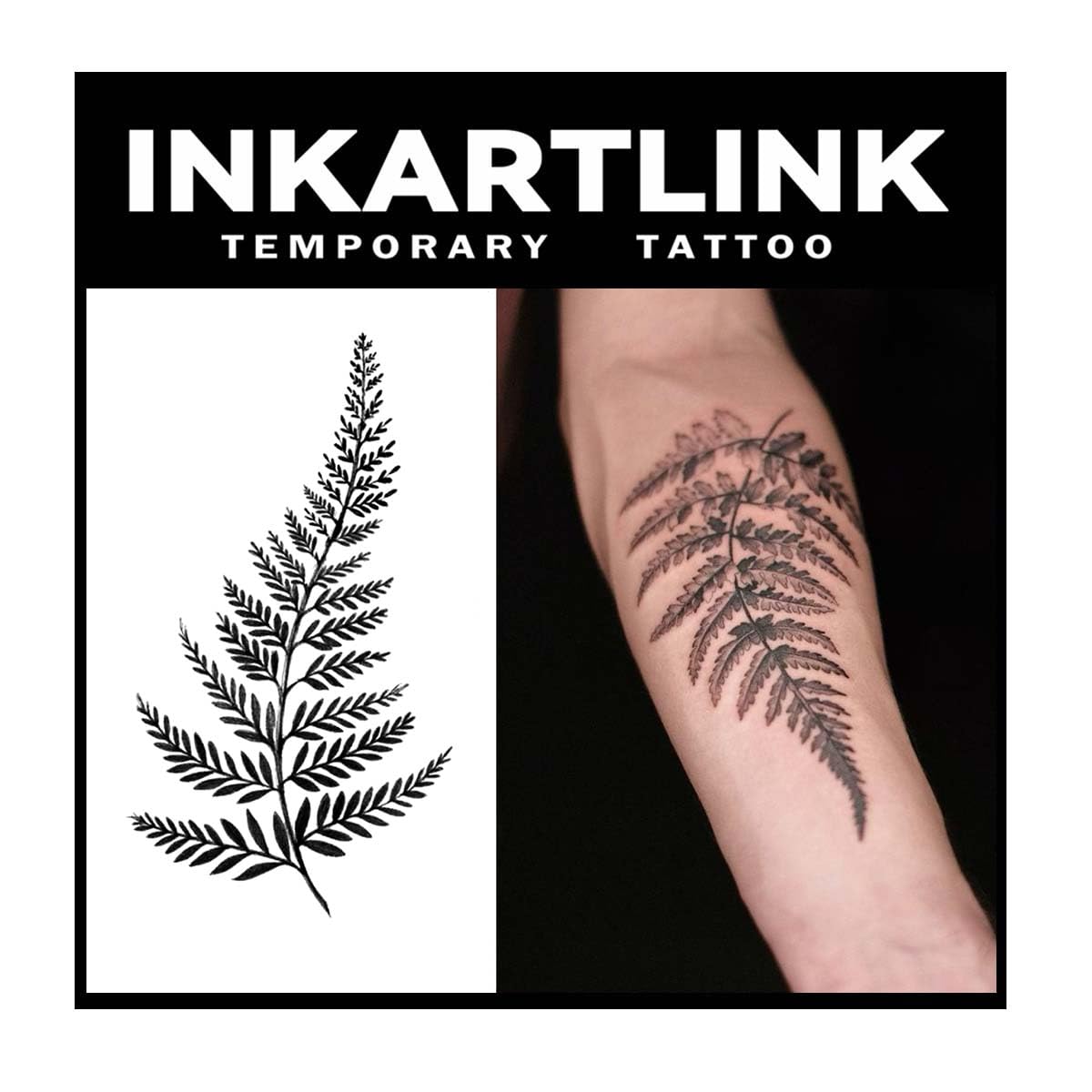 INKARTLINK Tattoo Tech, 2 Sheets Extra Large Semi Permanent Tattoo, Adult Art Design Temporary Tattoos, Lasts 1-2 Weeks, Waterproof, Realistic Look, No Adhesive, No Reflection (Flower) Big Leaves