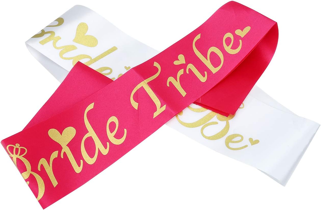 Bride Tribe Bridesmaids Sashes Sets Bachelorette Party Decorations Supplies Bridal Shower Favors Gift (Hot Pink, 8 Pcs Sash)