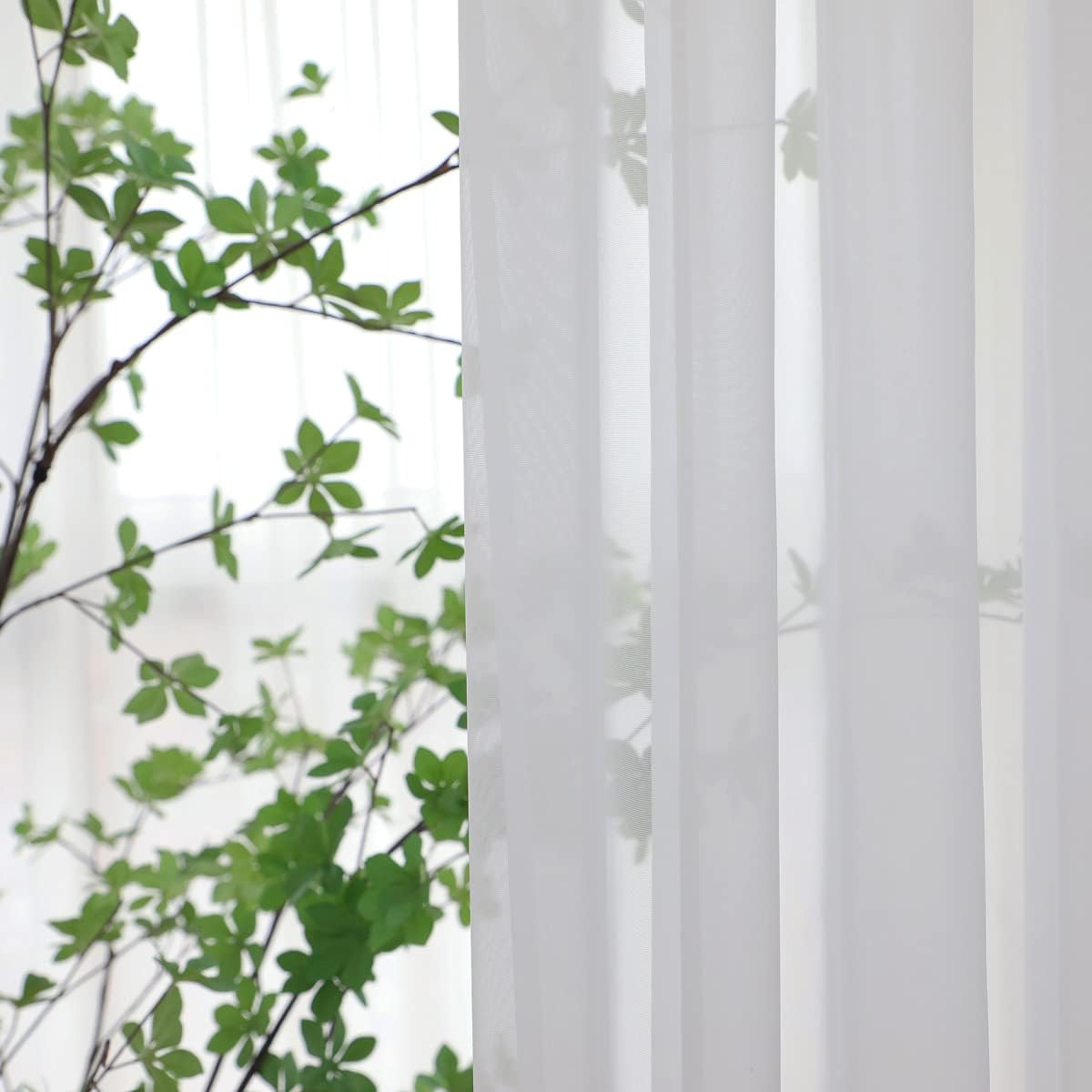 Window Ivory Sheer Curtains 95 Inches Long 2 Panels Sheer Curtain Basic Rod Pocket Panel for Bedroom Children Living Room Yard Kitchen (Ivory, 52" W x 95" L | 2 pcs)