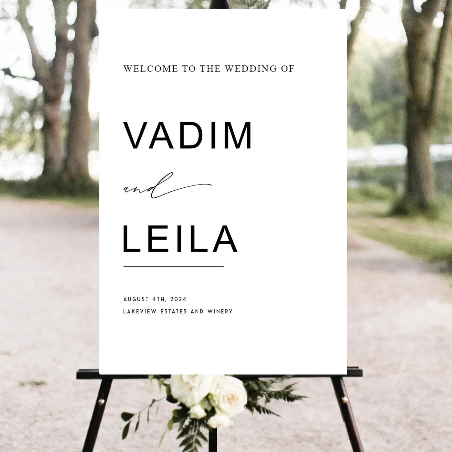 Minimalist Script Modern Wedding Welcome Signs, Welcome Sign Wedding, Customized Wedding Welcome Sign, Custom Wedding Welcome Sign