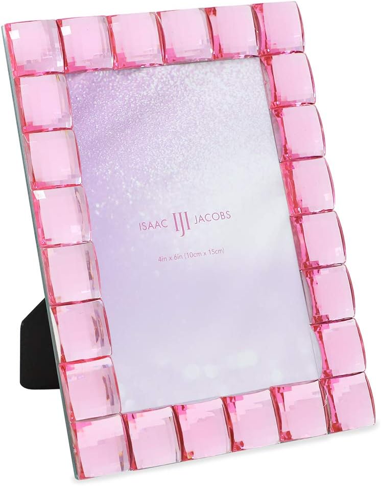 Isaac Jacobs Decorative Sparkling Light Pink Jewel Picture Frame, Photo Display & Home Décor (4x6, Light Pink)